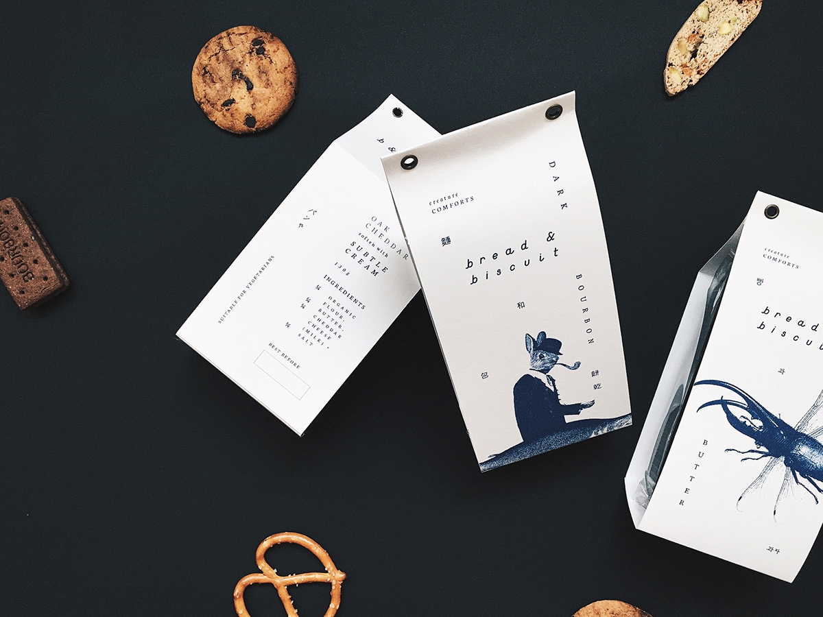 概念化早餐，面包與餅干食品飲料包裝設(shè)計(jì)