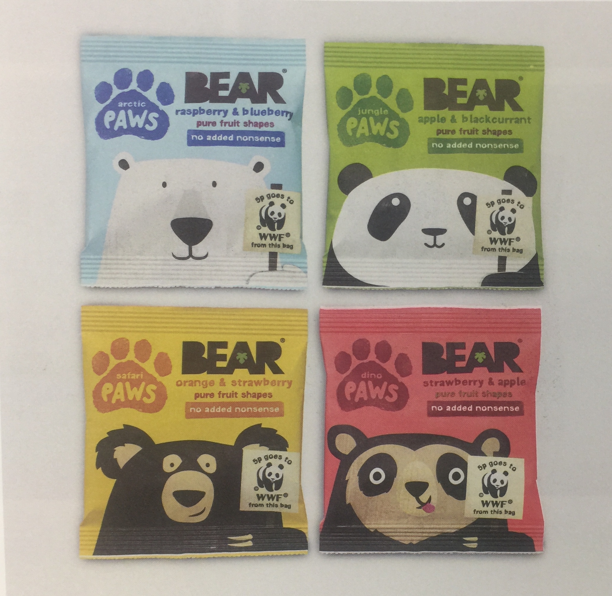 限量版的眼鏡熊、北極熊、懶熊和熊貓水果干包裝設(shè)計